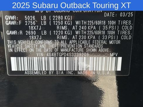 Certified 2025 Subaru Outback Touring XT w/ Popular Package #2 AWD/4WD image 31