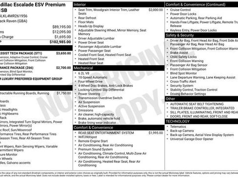 Used 2021 Cadillac Escalade ESV Premium Luxury w/ Driver Assist Tech Package AWD/4WD image 6