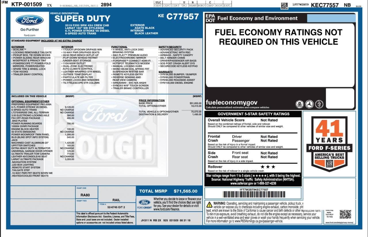 Used 2019 Ford F250 Lariat w/ Lariat Ultimate Package AWD/4WD image 3