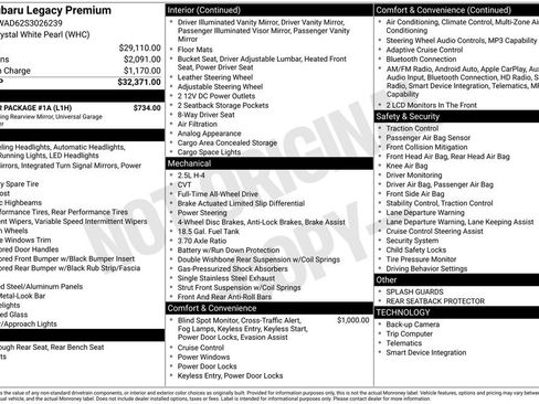 Certified 2025 Subaru Legacy Premium w/ Popular Package #1A image 7