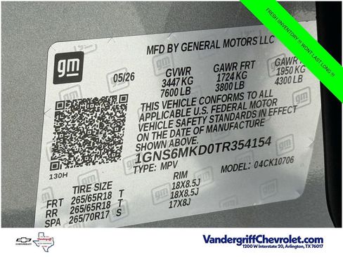 New 2026 Chevrolet Tahoe LS w/ Max Trailering Package AWD/4WD image 20