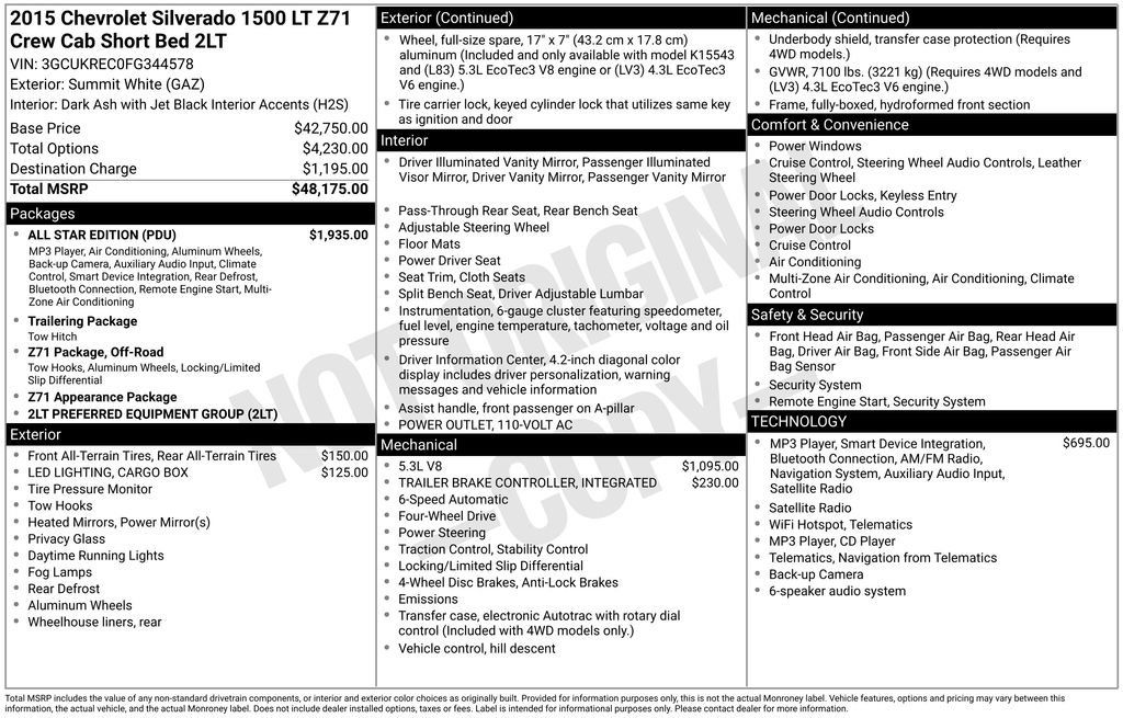 Used 2015 Chevrolet Silverado 1500 LT w/ All Star Edition AWD/4WD image 2