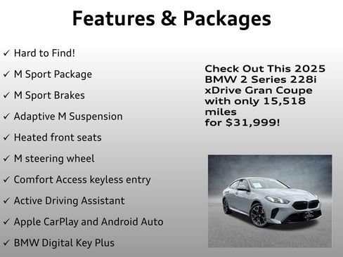 Used 2025 BMW 228i xDrive w/ M Sport Package AWD/4WD image 4