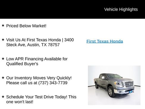 Used 2017 Nissan Titan SL w/ Chrome Package RWD image 9