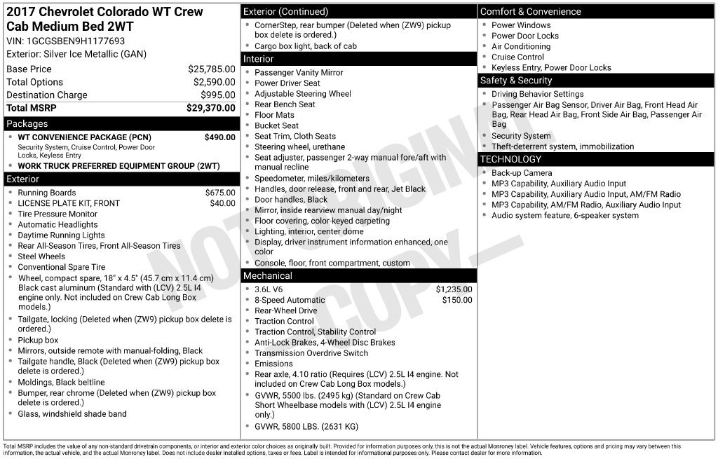 Used 2017 Chevrolet Colorado W/T w/ WT Convenience Package RWD image 4
