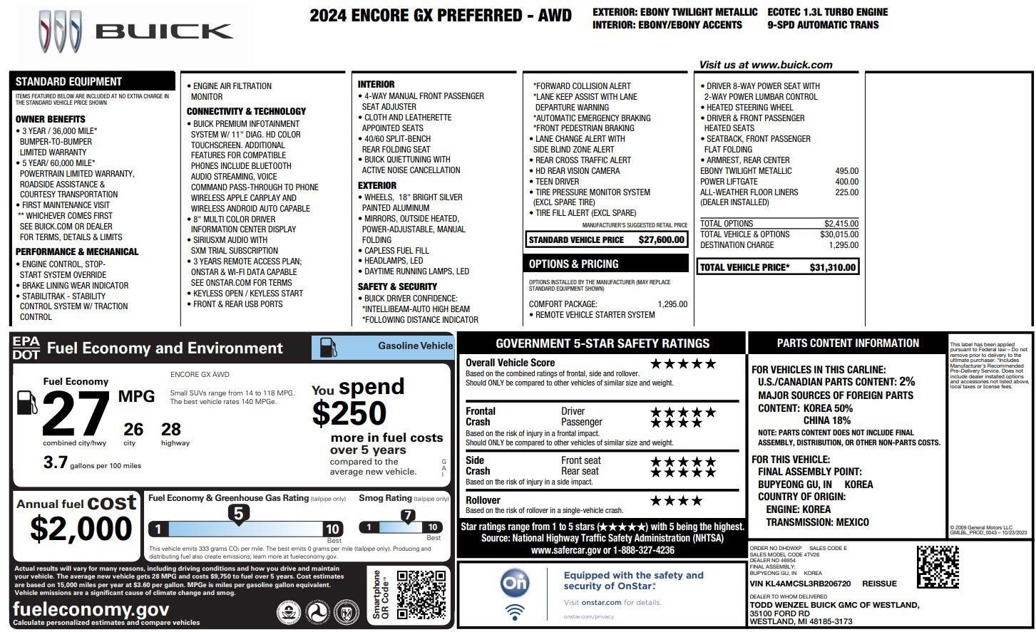 Used 2024 Buick Encore GX Preferred w/ Comfort Package AWD/4WD image 38