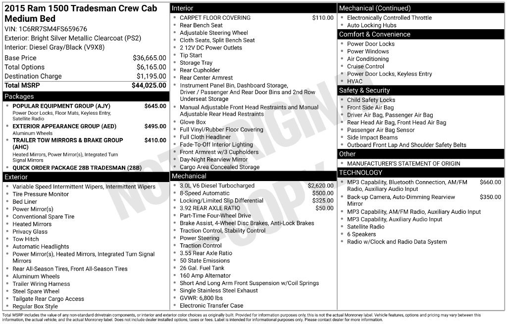 Used 2015 RAM 1500 Tradesman w/ Popular Equipment Group AWD/4WD image 35