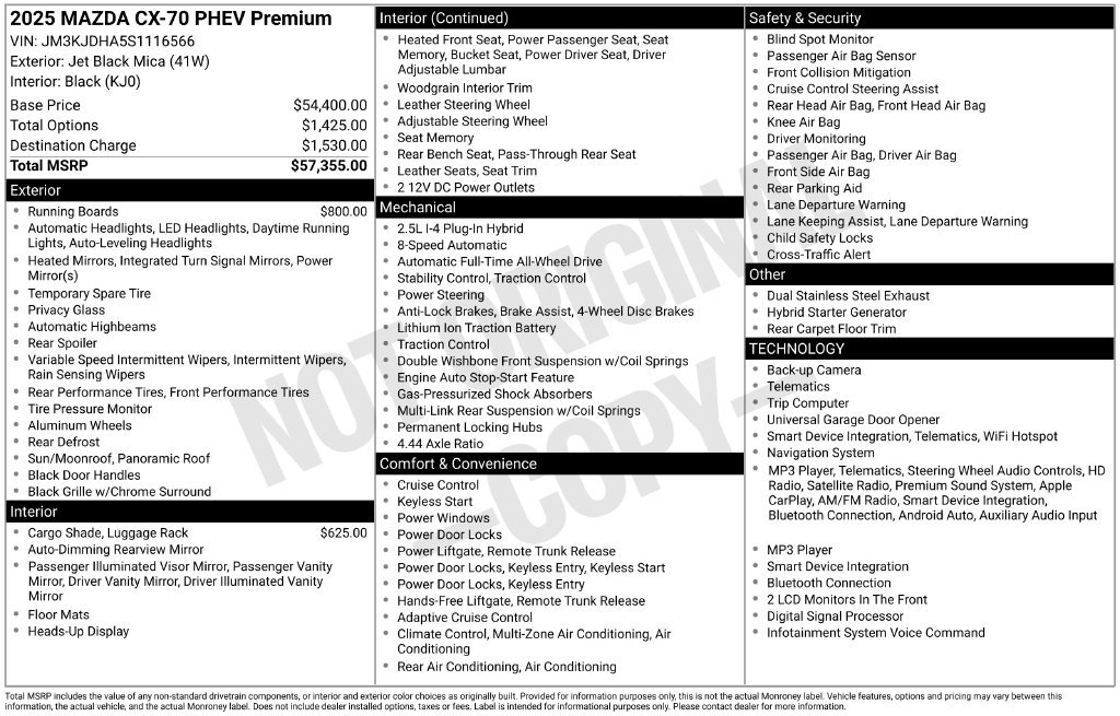 Certified 2025 MAZDA CX-70 Plug-In Hybrid w/ Premium Pkg AWD/4WD image 3