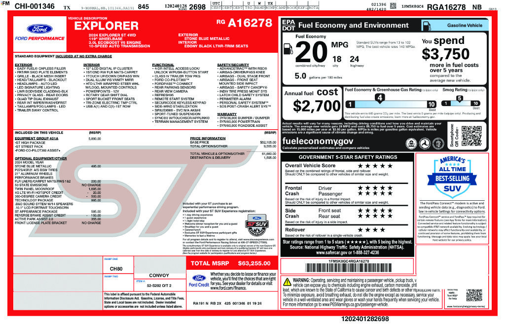 Used 2024 Ford Explorer ST w/ Equipment Group 401A AWD/4WD image 6