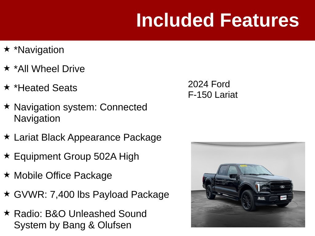 Used 2024 Ford F150 Lariat w/ Equipment Group 502A High AWD/4WD image 3