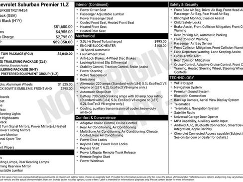 Used 2026 Chevrolet Suburban Premier w/ Sun And Tow Package AWD/4WD image 35