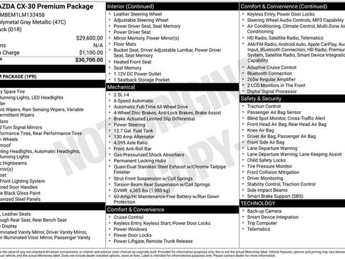 Used 2020 MAZDA CX-30 AWD w/ Premium Package image 7