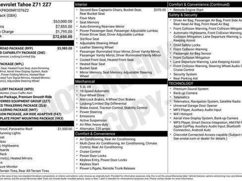 Used 2022 Chevrolet Tahoe Z71 w/ Z71 Off-Road Package AWD/4WD image 25