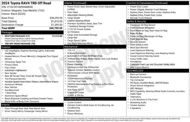 Used 2024 Toyota RAV4 TRD Off-Road w/ Weather Package AWD/4WD image 31