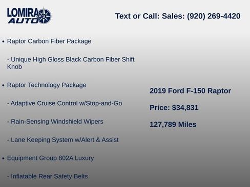 Used 2019 Ford F150 Raptor w/ Equipment Group 802A Luxury AWD/4WD image 5