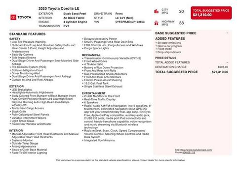 Used 2020 Toyota Corolla LE FWD image 3