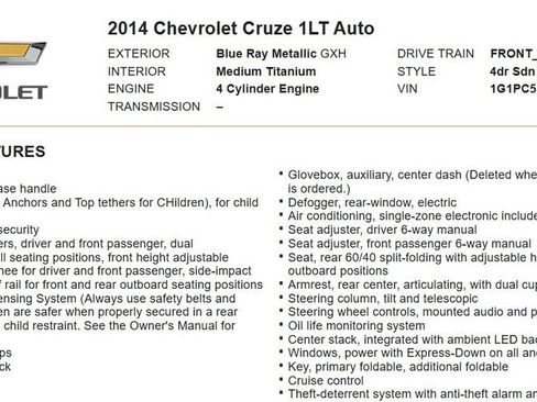 Used 2014 Chevrolet Cruze LT FWD image 9