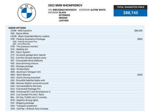 Used 2022 BMW M4 xDrive Competition w/ Parking Assistance Package AWD/4WD image 87