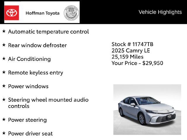 Used 2025 Toyota Camry LE FWD image 15