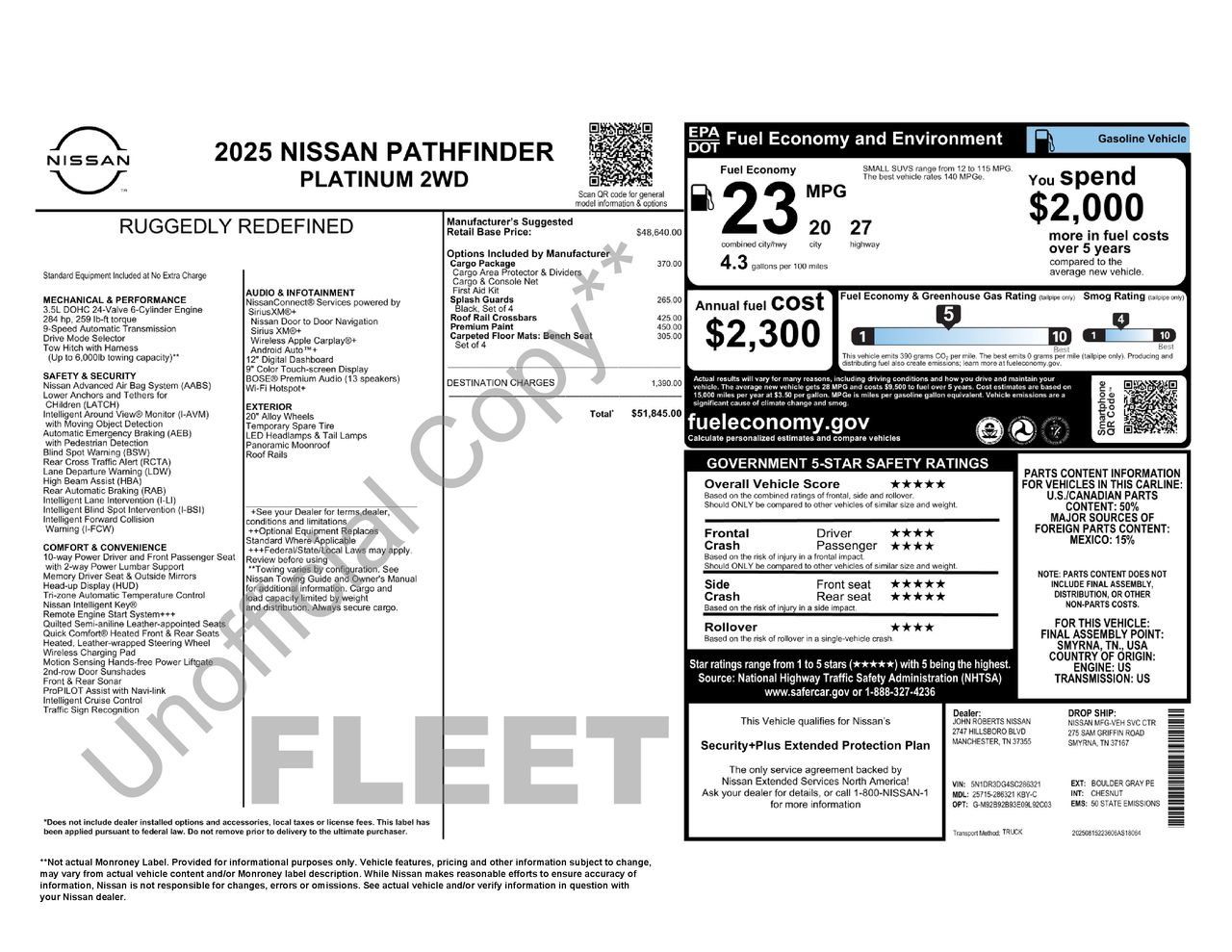Used 2025 Nissan Pathfinder Platinum w/ Cargo Package FWD image 5