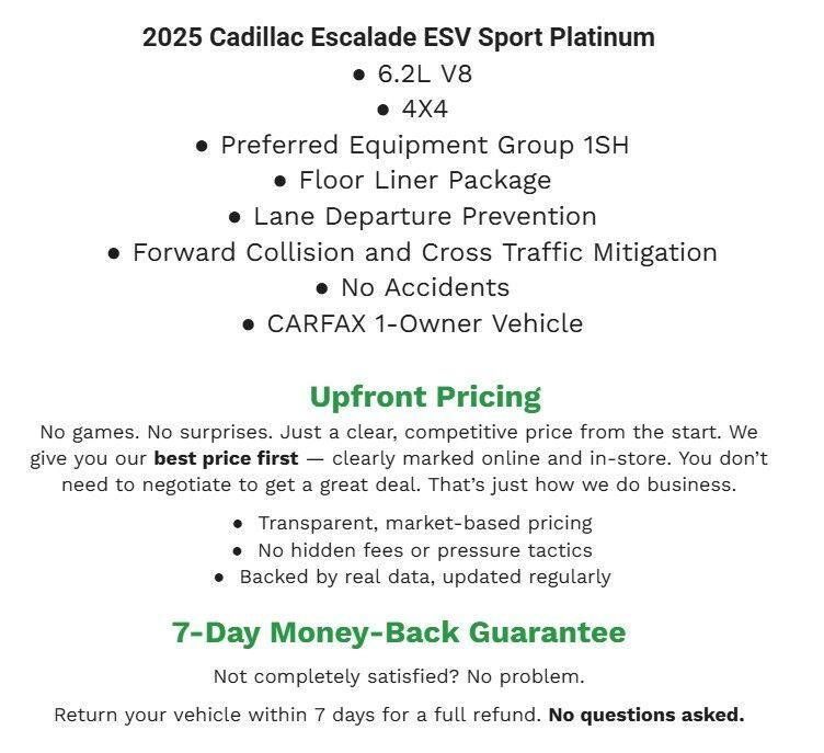 Used 2025 Cadillac Escalade ESV Sport Platinum w/ LPO, Floor Liner Package AWD/4WD image 1