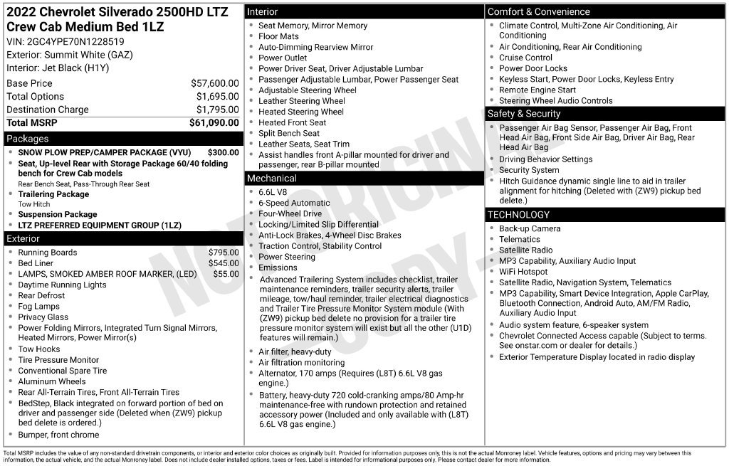Used 2022 Chevrolet Silverado 2500 LTZ w/ Snow Plow Prep/Camper Package AWD/4WD image 28