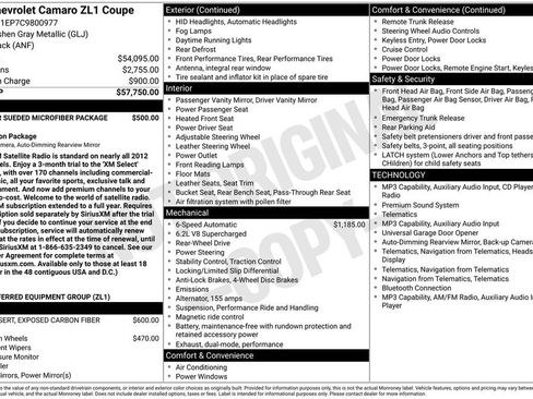 Certified 2012 Chevrolet Camaro ZL1 RWD image 3