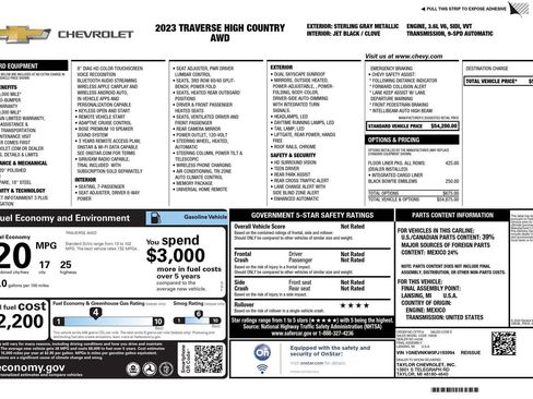 Used 2023 Chevrolet Traverse High Country w/ LPO, Floor Liner Package image 4