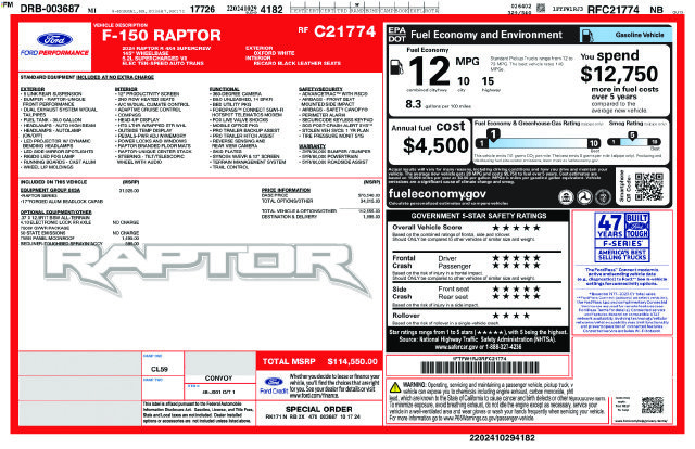 Used 2024 Ford F150 Raptor w/ Equipment Group 803A Raptor R AWD/4WD image 5