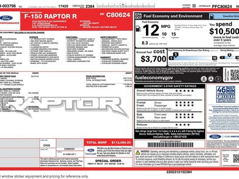 Used 2023 Ford F150 Raptor w/ Equipment Group 802A Raptor R image 3