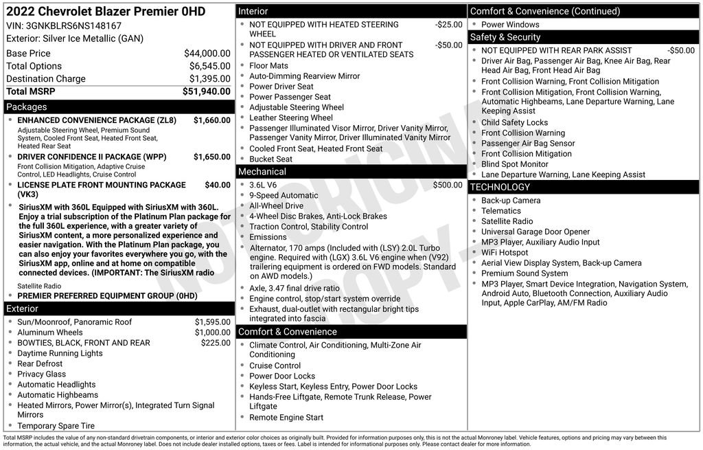 Used 2022 Chevrolet Blazer Premier w/ Enhanced Convenience Package AWD/4WD image 2