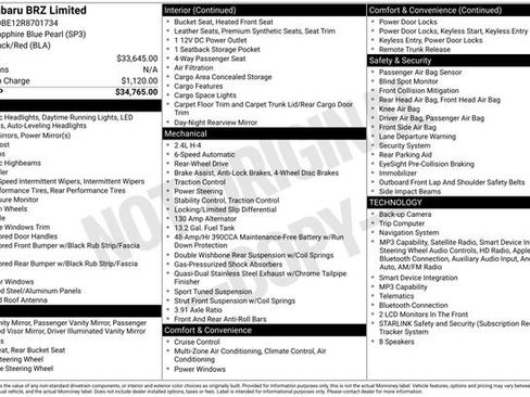 Used 2024 Subaru BRZ Limited RWD image 1