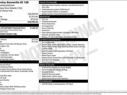 Used 2003 Pontiac Bonneville SE w/ Leather Appointment Package FWD image 35