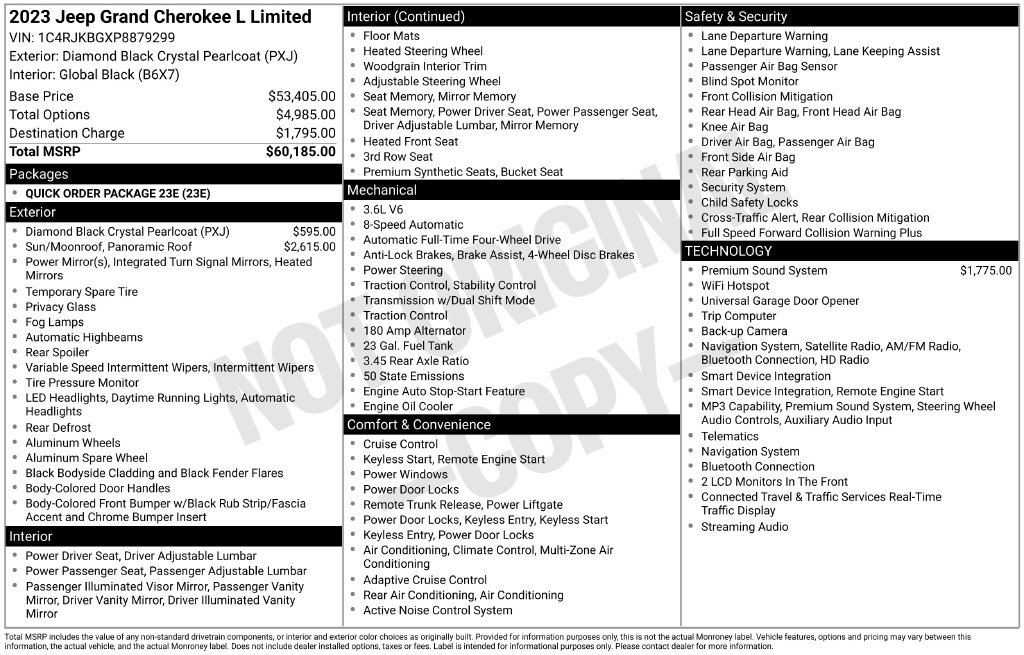 Used 2023 Jeep Grand Cherokee L Limited AWD/4WD image 48