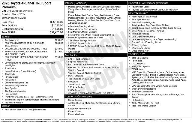 Certified 2026 Toyota 4Runner TRD Sport Premium AWD/4WD image 3