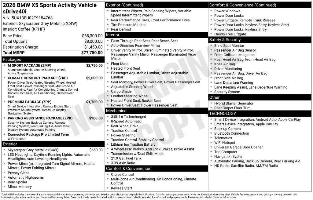 Used 2026 BMW X5 sDrive40i w/ M Sport Package RWD image 5