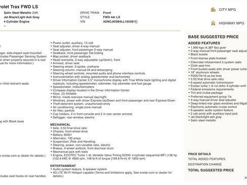 Used 2020 Chevrolet Trax LS w/ Tint and Cruise Package FWD image 4