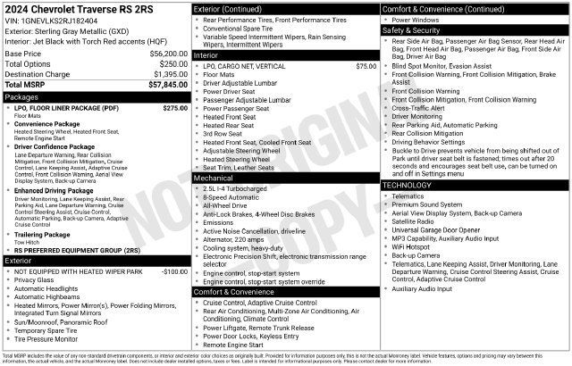 Used 2024 Chevrolet Traverse RS w/ LPO, Floor Liner Package AWD/4WD image 25