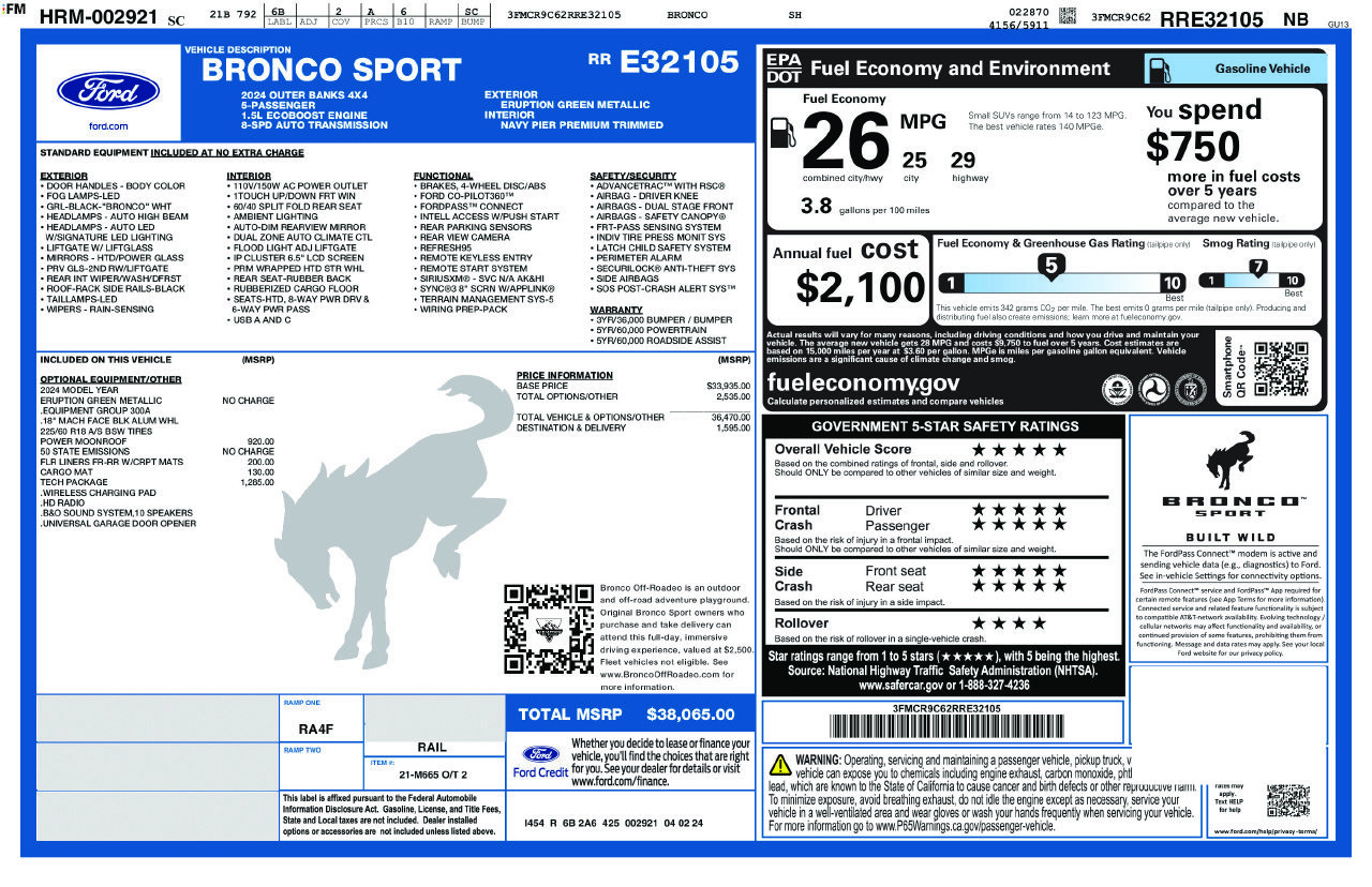 Used 2024 Ford Bronco Sport Outer Banks w/ Tech Package AWD/4WD image 5