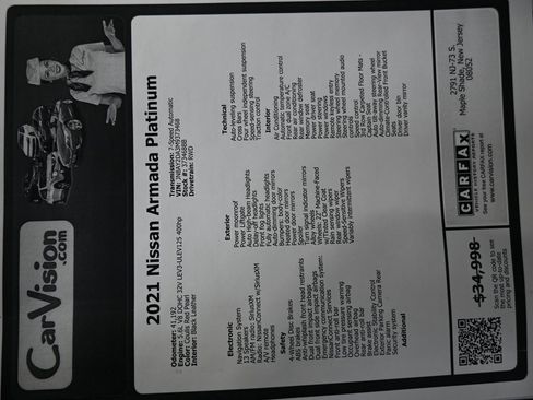 Used 2021 Nissan Armada Platinum w/ Captain's Chairs Package image 9