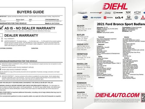 Used 2021 Ford Bronco Sport Badlands w/ Badlands Package AWD/4WD image 48