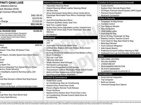 Used 2020 INFINITI QX60 Luxe w/ Essential Package image 7