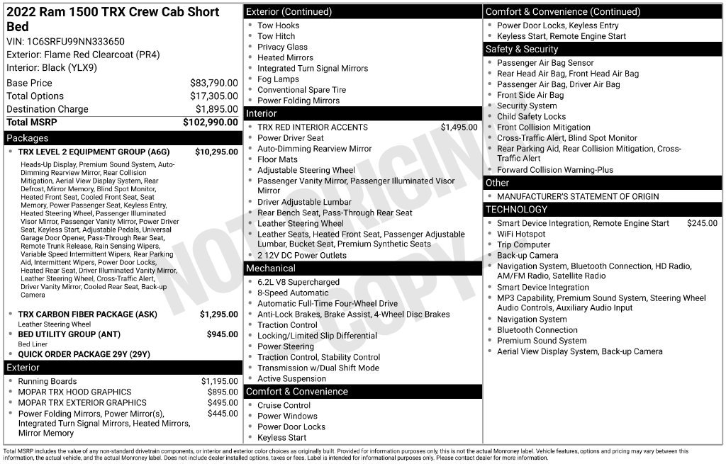 Used 2022 RAM 1500 TRX w/ TRX Level 2 Equipment Group AWD/4WD image 74