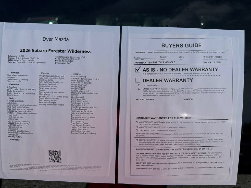 Certified 2026 Subaru Forester Wilderness AWD/4WD image 26