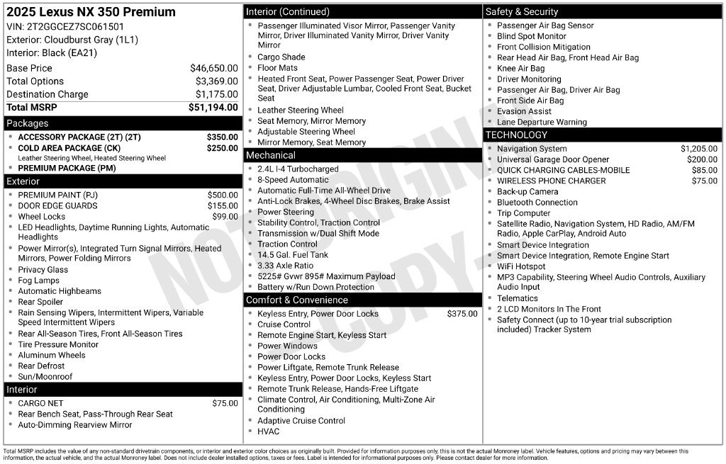 Used 2025 Lexus NX 350 AWD w/ Accessory Package (2T) image 2