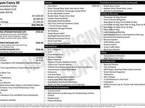 Used 2025 Toyota Camry SE w/ Multimedia Upgrade Package FWD image 4