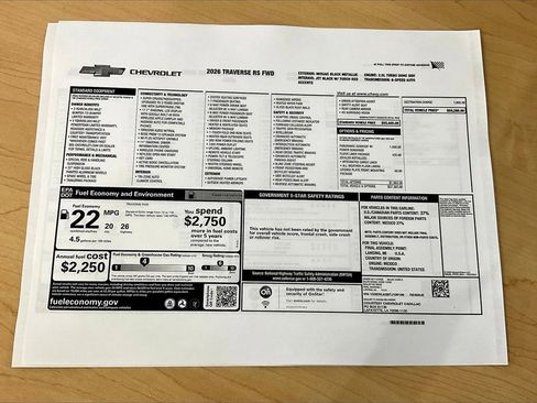 New 2026 Chevrolet Traverse RS w/ LPO, Floor Liner Package image 14