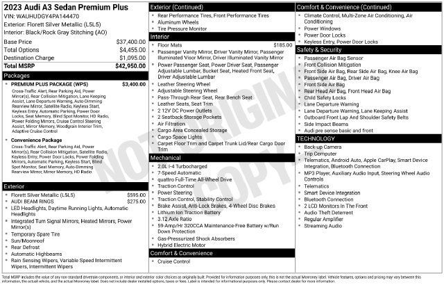 Used 2023 Audi A3 2.0T Premium Plus w/ Premium Plus Package AWD/4WD image 34