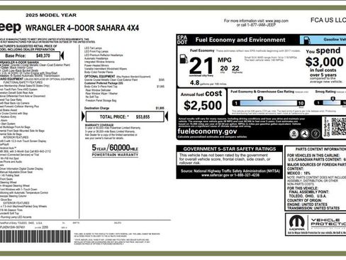 Used 2025 Jeep Wrangler Unlimited Sahara AWD/4WD image 3