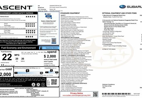 Used 2023 Subaru Ascent Premium w/ Convenience Package AWD/4WD image 11